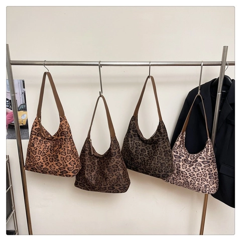 Bolso Tote de Estampado de Leopardo para Mujer Gran Capacidad Vintage Cuero Sintético Bolso de Hombro Viaje Cremallera Hobo Bolso de Mano Moda Diario