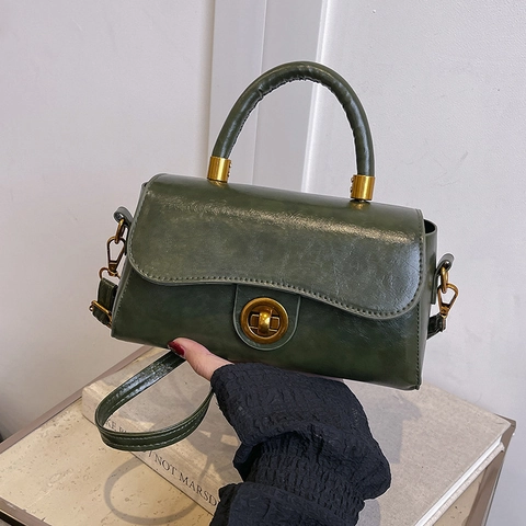 Borsa a Tracolla Vintage in Pelle Sintetica per Donna Borsa a Mano Piccola Quadrata Retro con Chiusura a Girello in Metallo Tracolla Regolabile
