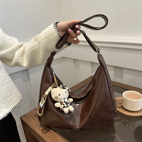 Bolso Tote de Gamuza de Gran Capacidad Vintage para Mujer Minimalista Urbano Bolso de Hombro Moda Casual Estilo Hobo