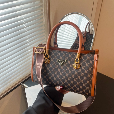 Borsa Tote Vintage con Monogramma Pelle Sintetica Moda Borsa a Spalla per Donna con Tracolla Larga Borsa a Mano