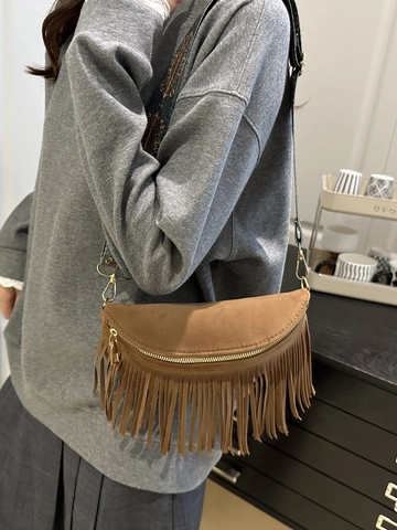 Borsa a Tracolla Vintage in Camoscio con Frange per Donna Stile Etnico Bohémien Tracolla Larga Nappa Borsa a Spalla retrò