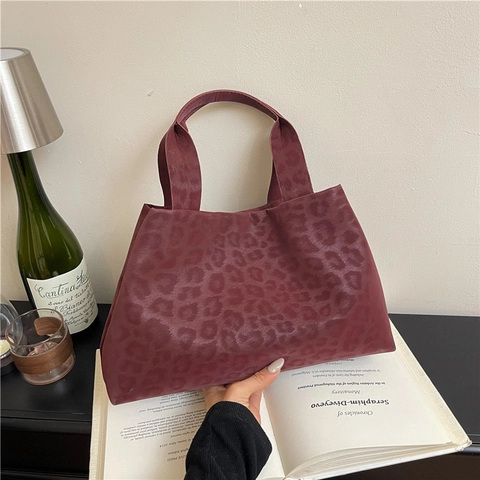 Borsa Tote da Donna in PU con Stampa Leopardata Moda Borsa a Tracolla Multiuso Grande Capacità Borsa a Mano Pendolare Minimalista