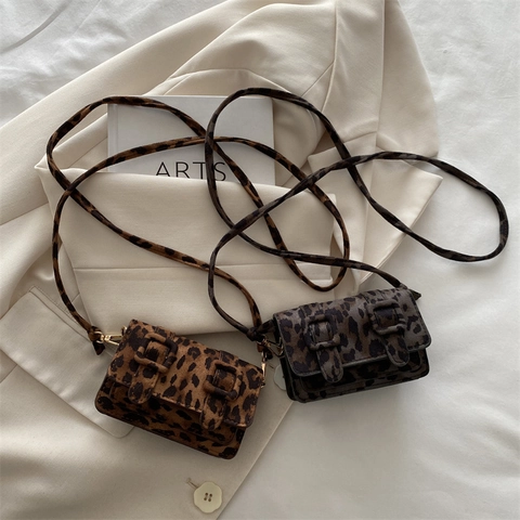 Women Vintage Leopard Print Mini Canvas Square Crossbody Bag Small Fashion Shoulder Messenger Bag With Strap For Daily Jewelry