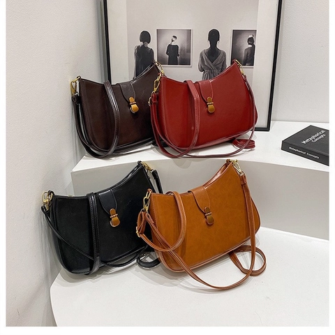 Minimalistische Retro PU Leder Achseltasche Für Damen Mode Kleine Quadratische Umhängetasche Für Den Täglichen Pendelverkehr