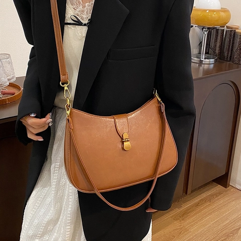 Minimalistische Retro PU Leder Achseltasche Für Damen Mode Kleine Quadratische Umhängetasche Für Den Täglichen Pendelverkehr