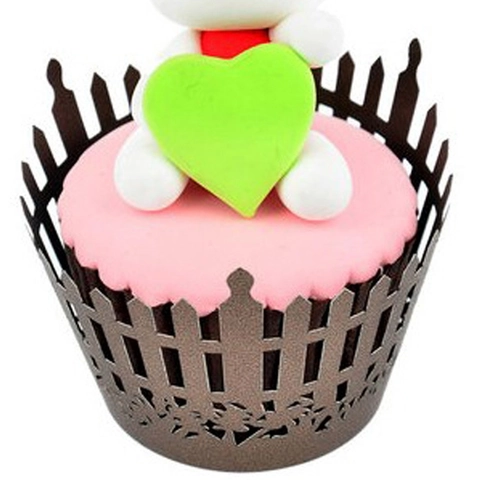Laser Cut Flower Fence Cupcake Wrappers Pearlescent Paper Hollow Cake Decor For Wedding Birthday Party Table Ornament
