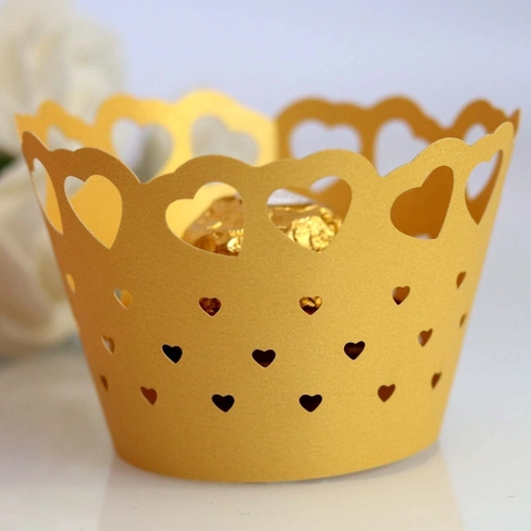 Involucri per Cupcake Svuotati a Cuore Tagliati al Laser Vassoi Decorativi per Torte per Decorazioni per Matrimoni Compleanni Feste