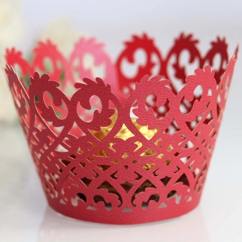 Laser Cut Hollow Cupcake Wrappers Pearl Paper Lace Cupcake Liners For Wedding Birthday Party Cake Decoration Cupcake Wraps