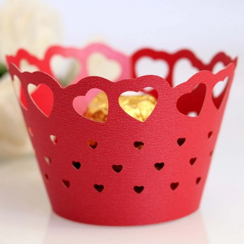 Involucri per Cupcake Svuotati a Cuore Tagliati al Laser Vassoi Decorativi per Torte per Decorazioni per Matrimoni Compleanni Feste