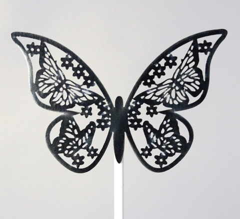 Laser Geschnitten Hohl Schmetterling Tortenaufsatz Perlmuttpapier Elegant Dekorative Karte Für Hochzeit Geburtstag Party Feier Zubehör