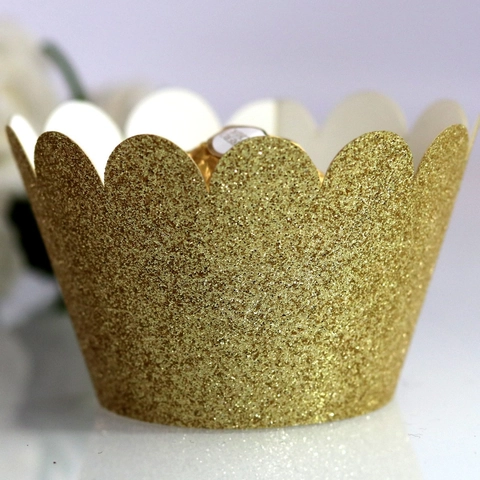 Involucri per Cupcake Glitterati Bordo a Conchiglia Decorazioni in Carta per Torte per Matrimonio Compleanno Festa