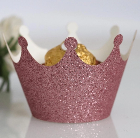 Glitzer Krone Cupcake-Manschetten Laserschnitt Papier Tortendeko Für Geburtstag Hochzeit Party Zubehör