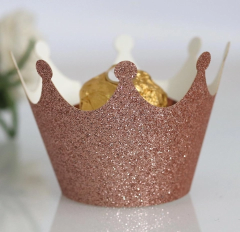 Glitzer Krone Cupcake-Manschetten Laserschnitt Papier Tortendeko Für Geburtstag Hochzeit Party Zubehör