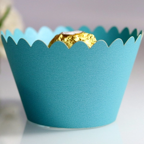 Eleganti Involucri per Cupcake con Bordo Festonato Taglio Laser Carta Perlata Decorazione per Torte Matrimonio Festa Compleanno
