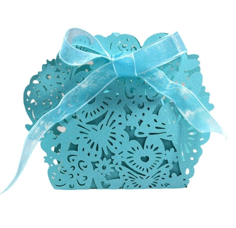 Laser Cut Butterfly Candy Box Pearlescent Paper Wedding Favor Box Ribbon Gift Box Party Decor Chocolate Packaging Box