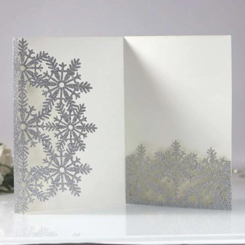 Inviti di Nozze con Fiocco di Neve Tagliati al Laser con Buste Biglietto Interno Vuoto Motivo Floreale Natale Festa