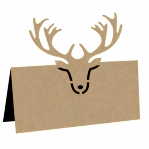 Lasergeschnittene Rentier Platzkarten Perlmuttpapier Hirschkopf Gefaltete Namenskarten Für Hochzeit Weihnachten Party Dekoration