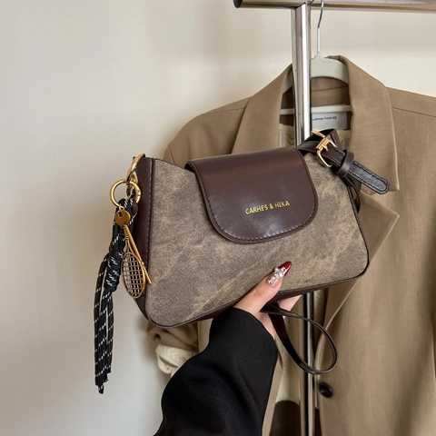 Vintage Patchwork Synthetic Leather Underarm Shoulder Bag For Women Fashion Crossbody Small Square Bag Street Style