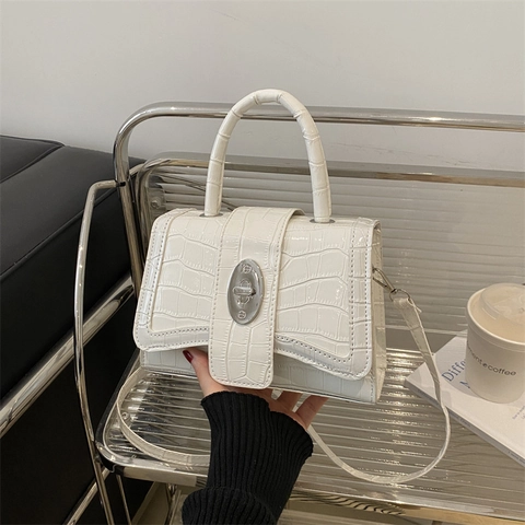 Dames Krokodillenpatroon Schoudertas Kleine Vierkante Crossbody Tas Koreaans Minimalistisch Synthetisch Leer Handtas