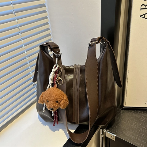 Borsa Tote Vintage retrò di Grande Capacità per Donna Borsa a Spalla in Pelle PU Casual Stile di Strada Borsa per Pendolari Quotidiani