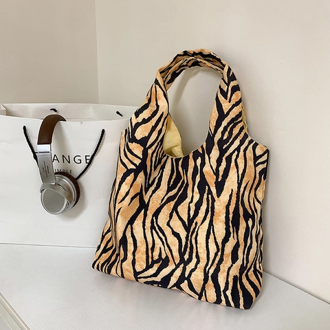 Borsa Tote in Tela Stampata da Donna di Grande Capacità Streetwear Animale Zebra Teschio Motivo Egiziano Borsa a Tracolla Casual