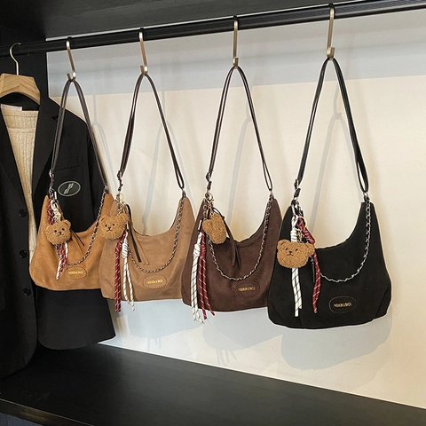 Borsa a Tracolla Hobo di Moda Grande Capacità in Pelle Sintetica Tote Bag Con Catena in Metallo Retro Borsa Sottoascellare Donna