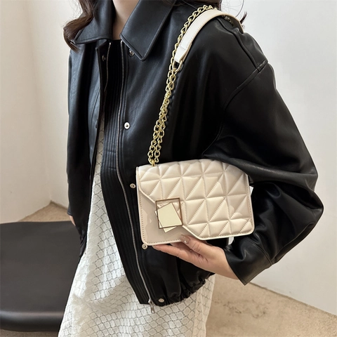Borsa a Spalla in Pelle Sintetica Trapuntata Vintage per Donna Borsa a Tracolla a Catena Urbana Semplice per Pendolari