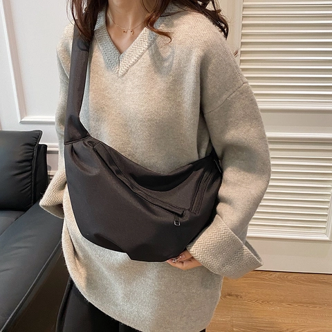 Women Crescent Crossbody Bag Large Capacity Composite Fabric Shoulder Bag Minimalist Casual Dumpling Bag For Daily Travel