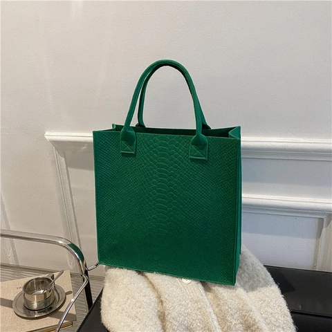 Borsa Shopping da Donna in Feltro di Nylon di Grande Capacità Borsa a Tracolla alla Moda con Texture a Coccodrillo Goffrata