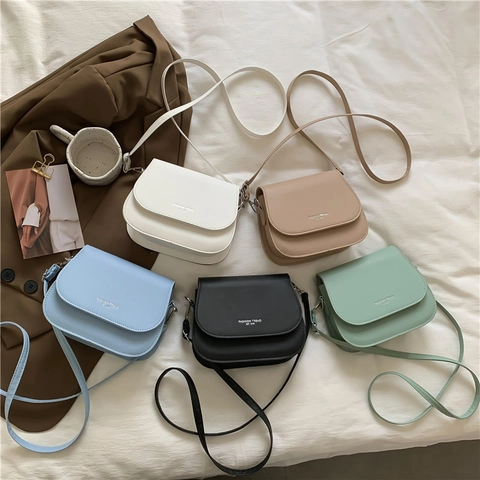Bolso de Hombro de Cuero PU para Mujer Estilo Coreano Moda Color Sólido Solapa Bolso Bandolera Tendencia Casual Cuadrado