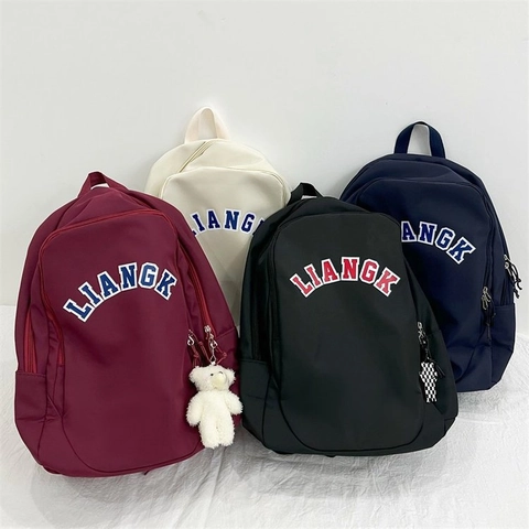 Mochila de Nailon Minimalista para Mujer Gran Capacidad Bolsa Escolar Moda Urbana Estudiante Viaje Con Estampado de Letras