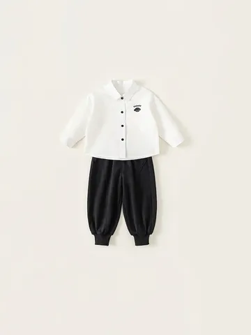 Abbigliamento Uniforme in Stile Academy per Ragazzi Top e Pantaloni Camicia Bianca a Maniche Lunghe Con Cravatta Pantaloni Neri
