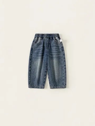 Boys Casual Straight Leg Denim Jeans Comfortable Elastic Waist Soft Washed Cotton Blend Long Pants For Kids Toddler Everyday Wear