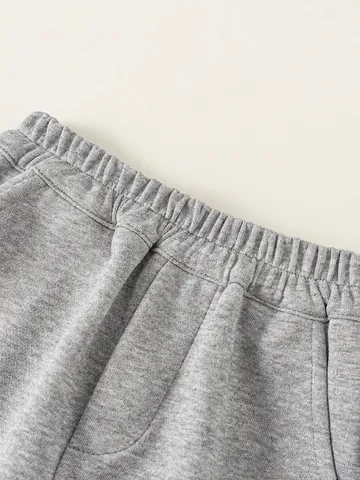 Pantaloni Chándal Casual de Algodón para Niños Color Sólido Estampado Letras Jogger Cintura Elástica Otoño