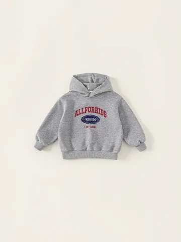 Felpa con Cappuccio Casual per Bambini in Misto Cotone Vintage Americano con Stampa di Lettere per Ragazzi e Ragazze