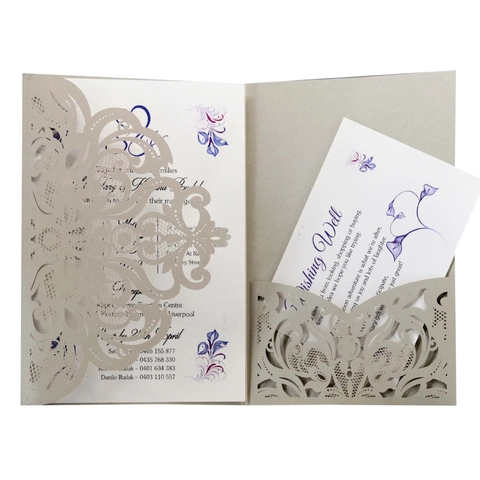 European Laser Cut Wedding Invitations Hollow Floral Invitation Cards For Party Banquet Luxury Pearlescent Paper Greeting Cards