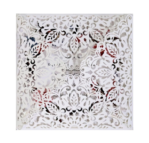 Laser Cut Wedding Invitations Pocket Pearlescent Paper Hollow Floral Greeting Cards For Engagement Party Celebration