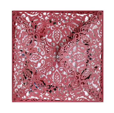 Laser Cut Wedding Invitations Pocket Pearlescent Paper Hollow Floral Greeting Cards For Engagement Party Celebration