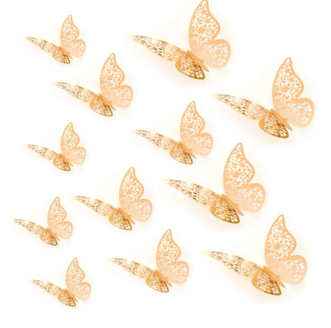 3D Hollow Butterfly Wall Stickers Double Sided Metallic Pearl Paper Laser Cut Decorative Decals For Home Wedding Party Decoration