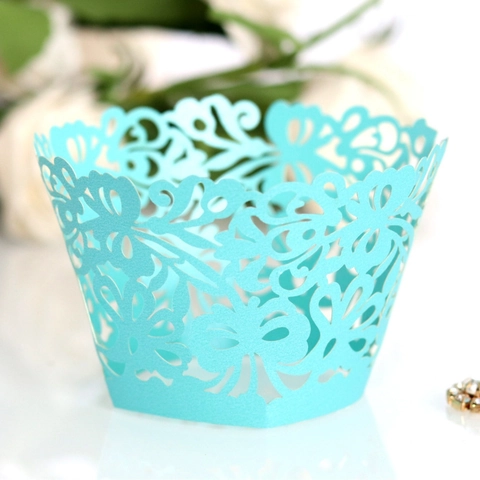 Laser Cut Cupcake Wrappers Pearl Paper Hollow Floral Butterfly Design For Wedding Birthday Party Dessert Cake Decoration