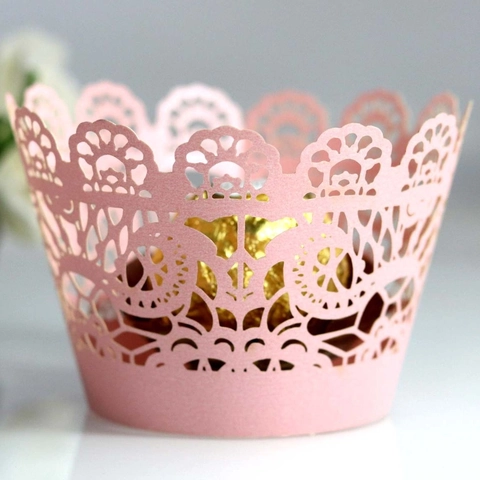 Lasergeschnittene Muffinförmchen Papier Hüllen Hohl Spitze Cupcake Liners Für Hochzeit Geburtstag Party Dekoration Perlmutt Papier