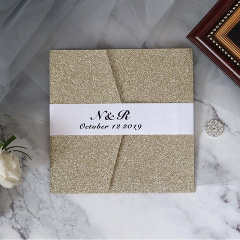 Hohl Lasergeschnittene Hochzeitseinladungen Glitzer Perlmuttpapier Dreifach Gefaltete Grußkarten Für Verlobung Brautparty