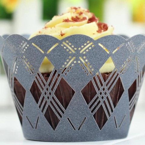 Laser Cut Cupcake Wrappers Hollow Lace Muffin Cup Liners Pearlescent Paper Cake Decoration For Wedding Birthday Festive Party