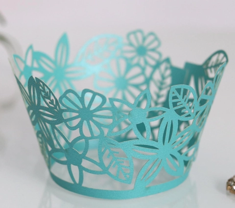 Laser Cut Hollow Flower Cupcake Wrappers Pearlescent Paper Cake Decoration For Wedding Birthday Party Table Decor Supplies