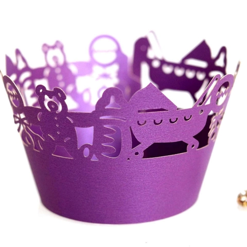 Laser Geschnitten Bär Kinderwagen Cupcake Hülle Perlmuttpapier Hohl Spitze Cupcake Rand Für Baby Shower Geburtstag Party Kuchen Deko