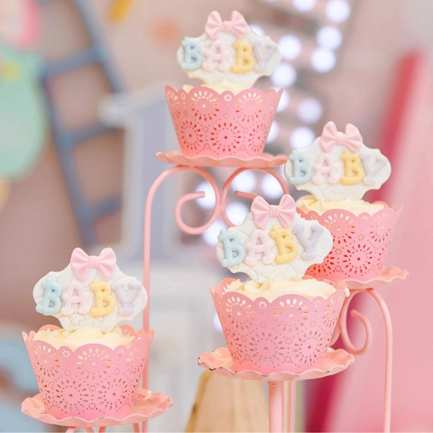 Laser Cut Hollowed Cupcake Wrappers Pearl Paper Floral Lace Border For Birthday Wedding Anniversary Party Cake Decoration