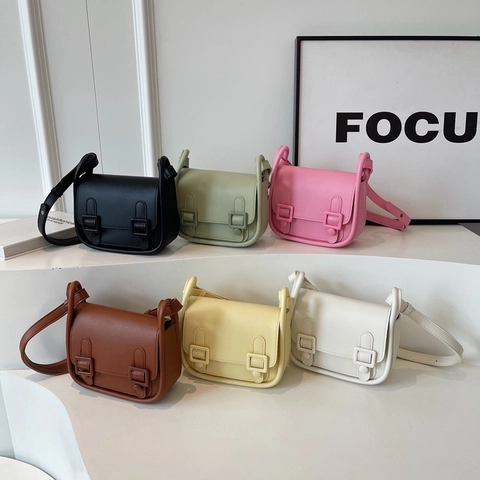 Retro PU Leder Mini Quadratische Umhängetasche Doppel Schnalle Dekorative Riemen Verstellbare Schulter Messenger Tasche Für Damen