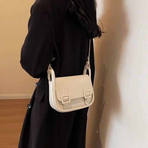 Retro PU Leder Mini Quadratische Umhängetasche Doppel Schnalle Dekorative Riemen Verstellbare Schulter Messenger Tasche Für Damen