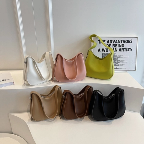 Bolso de Cubo de PU para Mujer Vintage Color Sólido Bolso de Hombro de Moda Bolso Hobo Casual para Viaje Diario Bolso de Axila