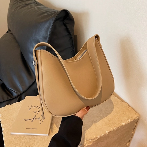 Bolso de Cubo de PU para Mujer Vintage Color Sólido Bolso de Hombro de Moda Bolso Hobo Casual para Viaje Diario Bolso de Axila
